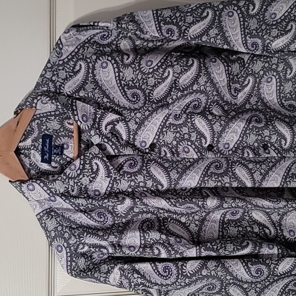 Paul Fredrick 100% Silk Grey/White/Purple Paisley Print LS BD Men's XXL - Picture 5 of 10